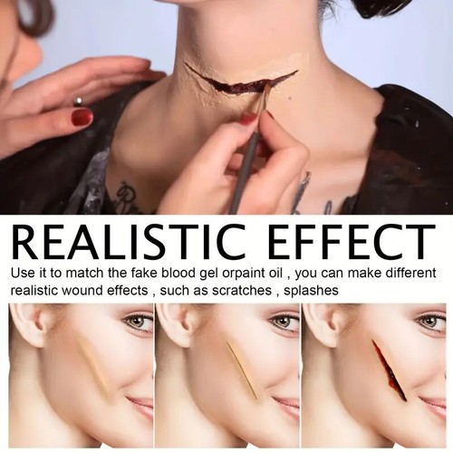 Colorful Face Paint with Fake Blood Liquid Latex Brushes Halloween Makeup Kit - Picture 4 of 23