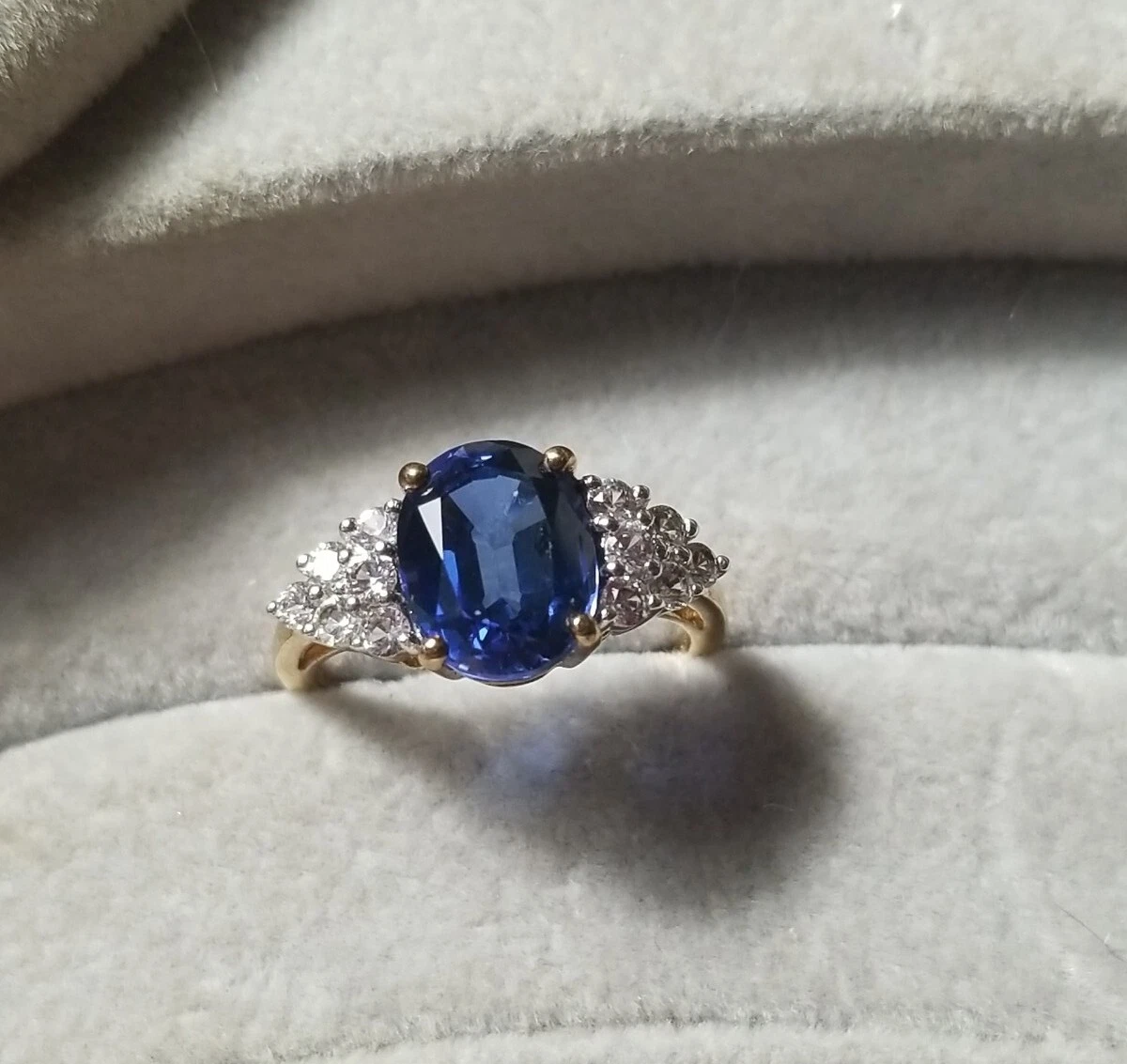 Kay Jewelers 18k yellow gold Sterling silver lab created blue