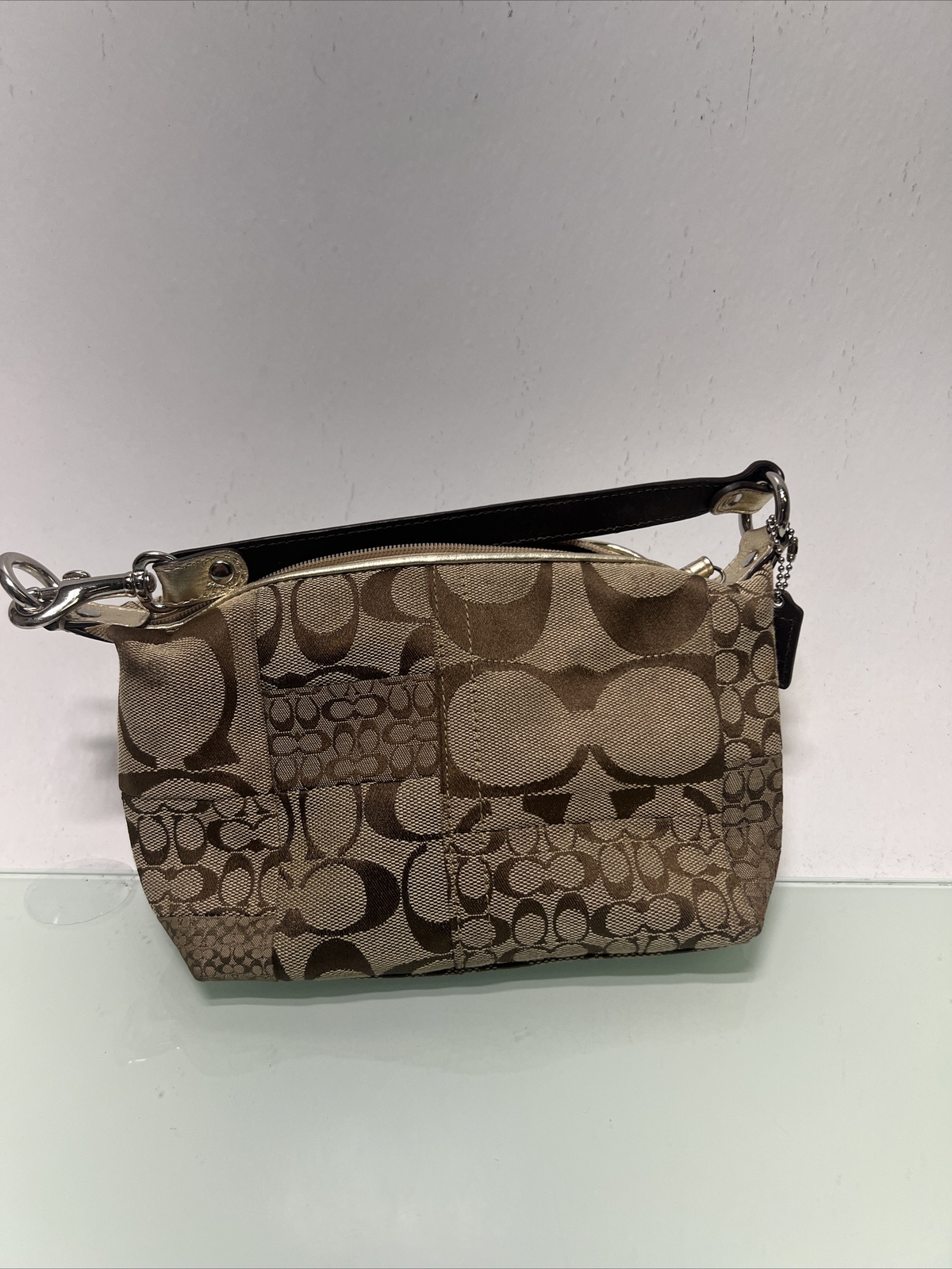 Coach Soho Signature Patchwork Top Handle Pouch Clutc… Gem