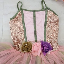 Dance Costume Girls Size MC Pink Rose Gold Layered Sequin Hair Piece
