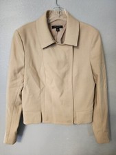 Ann Taylor Light Tan Zipper Sports Suit Jacket - Size 8