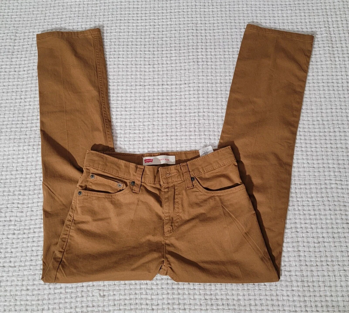 Levis 511 Tan/Brown Jeans 26x26 Slim Stretch Boys Size 12 Regular