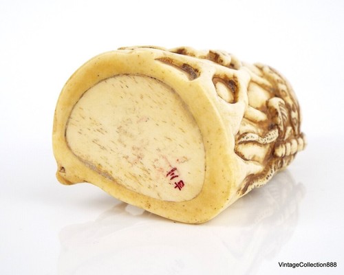 Antigua botella de tabaco chino, botella de tabaco de hueso mariposa tallada a mano - Imagen 3 de 7