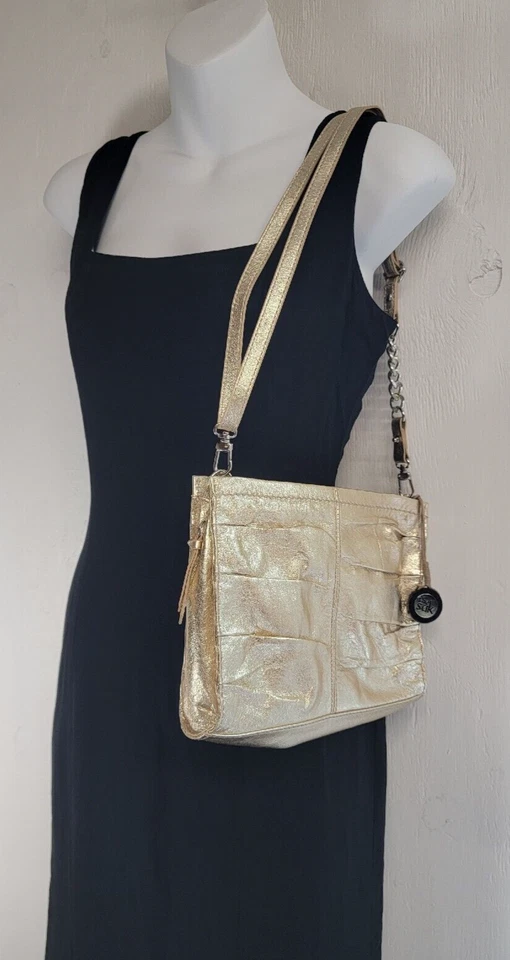 The SAK Charleston Metallic Gold Leather Convertible Crossbody Shoulder Clutch - Image 3 of 4