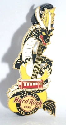 Hard Rock Cafe Pins : Vintage HRC The Peak, Hongkong Black Dragon Yellow Guitar - Image 1 of 2