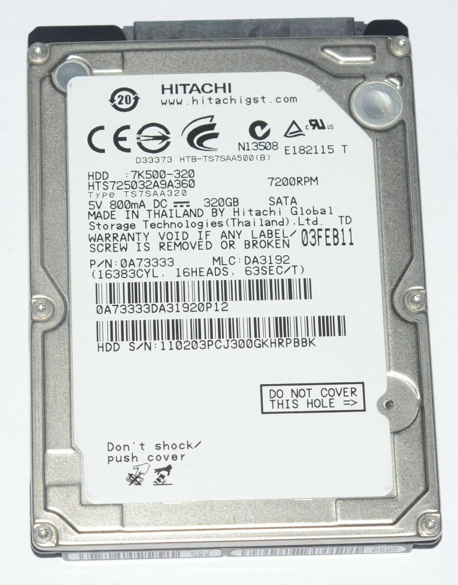 Hitachi 320GB 7.2K 7K500-320 hts725032a9a360 2.5 Hitachi 320GB 7.2K 7K500-320 hts725032a9a360 2.5