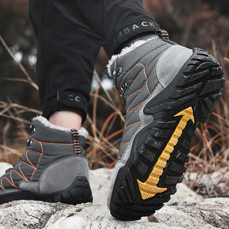 Men s Winter Warm High Top Plush Boots Casual Comfort Lace Up Shoes Hiking