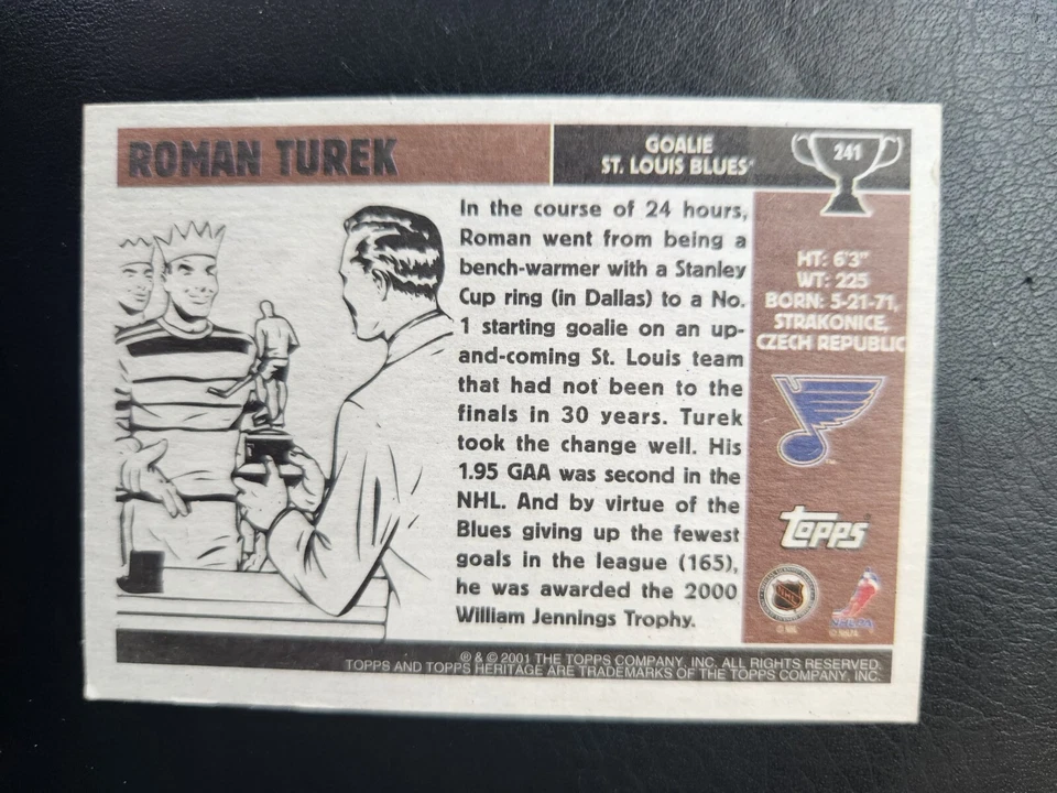 ROMAN TURK 2000/01 TOPPS  HERITAGE ,AWARD WINNERS #241 BLUES - Image 2 of 2