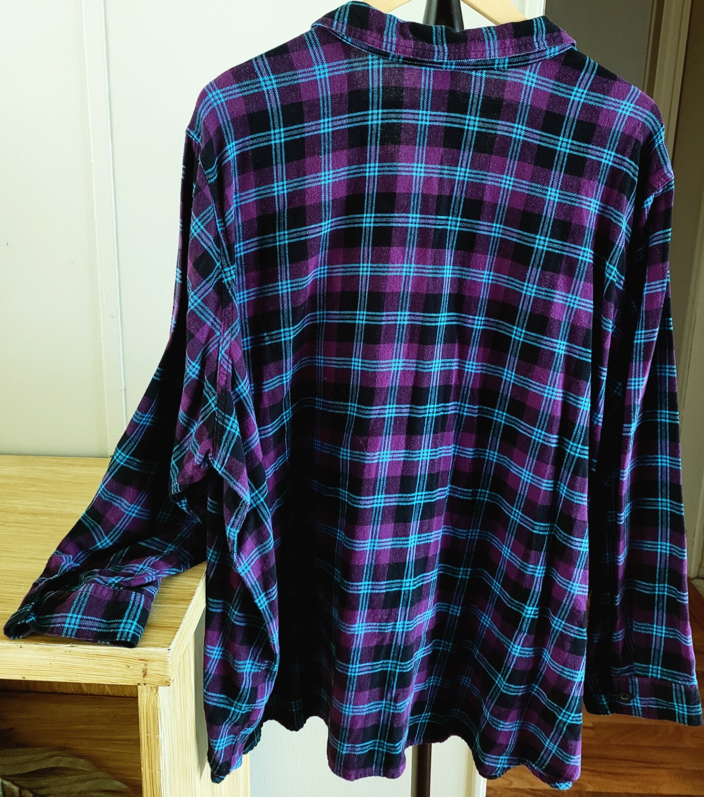 Woman Within 3X 3XL Plaid Flannel Shirt Top Blouse Button Down Autumn Fall