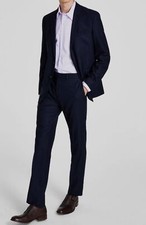  395 Kenneth Cole Mens Blue Techni-Cole Slim-Fit 2-Piece Jacket Pants Suit 38R