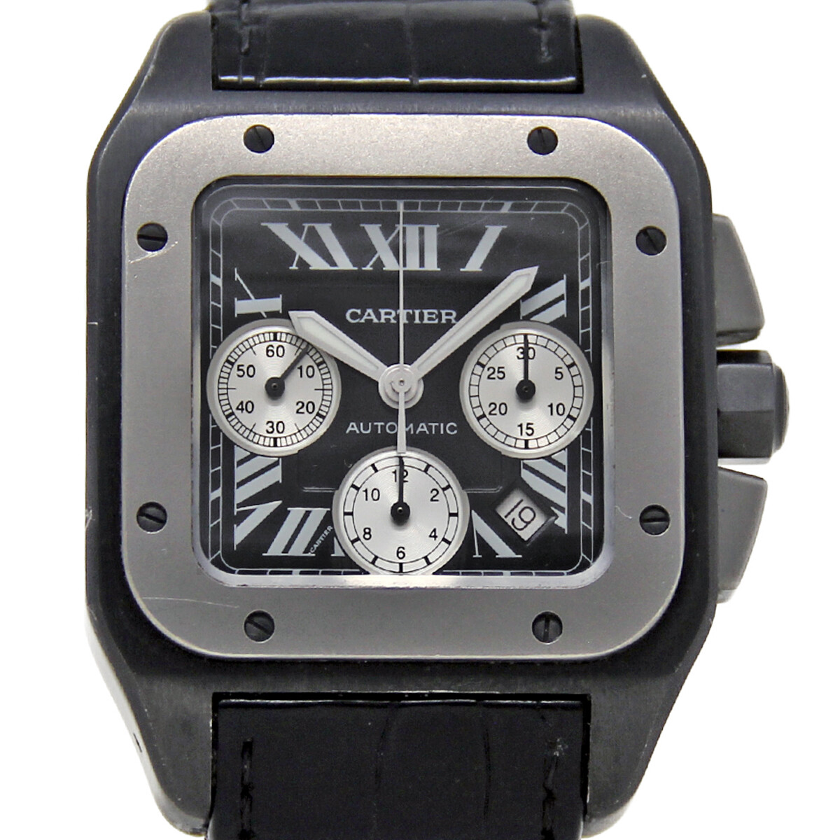 Cartier W2020005 Santos 100 XL Chronograph Carbon Titanium 3104 B