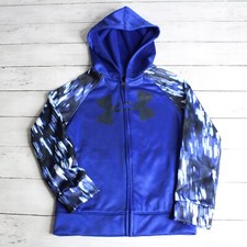 Under Armour Boy's Athletic Sweatshirt Jacket Youth Size 5 Blue Full Zip Hoodie