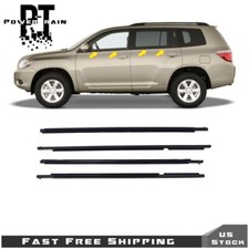 For Toyota Highlander 2008-2020 Door Belt Molding Weatherstrip 4 Pcs Set Black