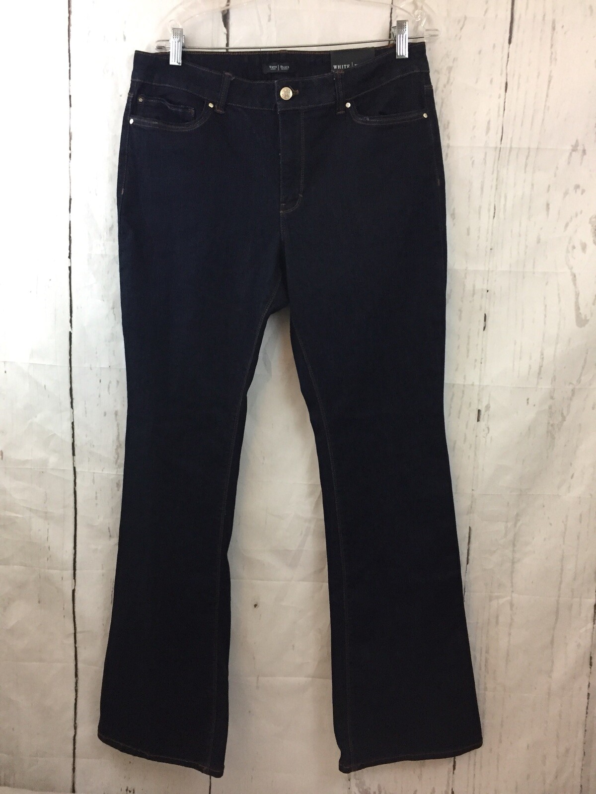NEW White House Black Market Mid-Rise Skinny Flare Jeans Dark Blue