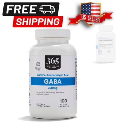 Premium 750mg GABA Capsules - Vegan Relaxation Aid in 100 Vegetarian Capsules
