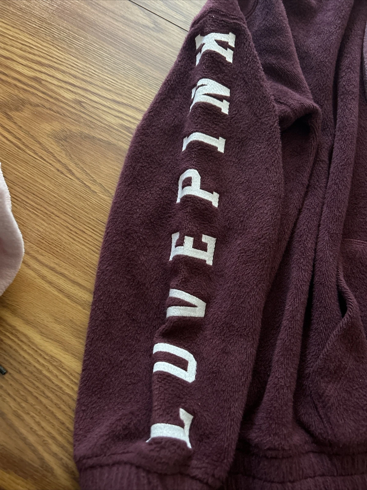 UNDERCOVER Felpa con cappuccio rosa super morbida pile Victoria Secret mezza cerniera rara grande