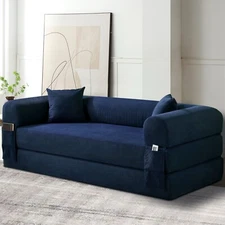 9 Solid Colors Corduroy Large Size Light Luxury Convertible Sofa Bed Module Free