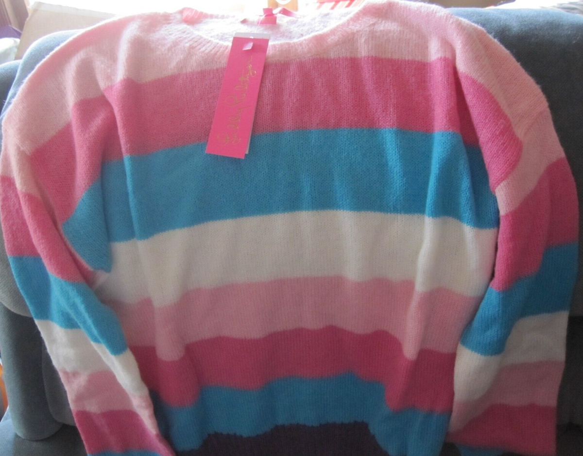 Lilly Pulitzer Amala Sweater in Coral Sands Lagoon Stripe - Size L
