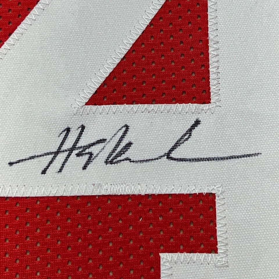 Framed Autographed/Signed Hakeem Olajuwon 33x42 Houston Red Jersey BAS COA - Image 2 of 2