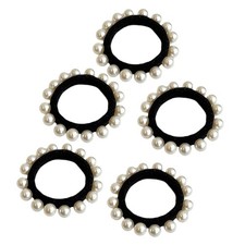 Pearls Decors Hair Tie Pack Of 5 Stretchy Rubber Band Elastic Hair Rope For