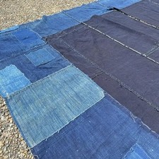 BORO Indigo Cotton Large Vintage Textile 155x176cm Rework Authentic