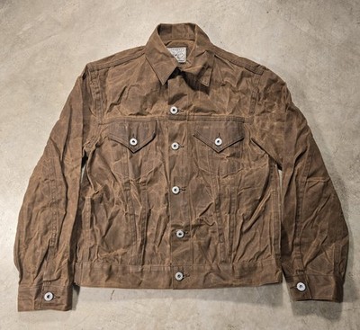 Maden Men's Oil Waxed Canvas Jacket Motorcycle Vintage Work Overalls Sz M