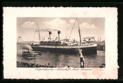 Postcard Passenger Ship Monte Sarmiento Enters Port 