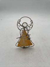 Vintage Stained Glass Angel Figurine Wire Star Tea Light Holder