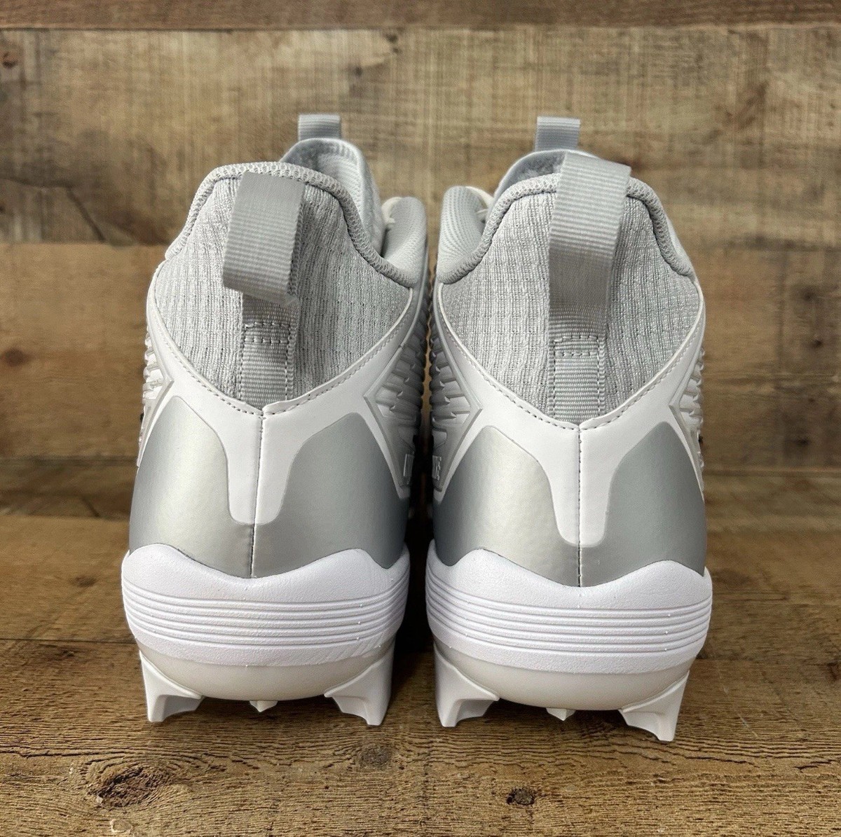 Nike Football Cleats Lineman Size 13.5 Silver Alpha Menace Strong