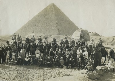 Ägypten Kairo Gizeh Pyramide Sphinx Touristengruppe altes Foto 1935