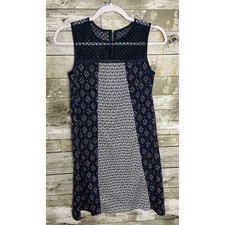 Xhilaration Womens Sleeveless Lace Top Blue Dress Back Zip Size S