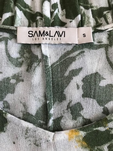 Anthropologie Sam & Lavi Tunic Top Size Small Green White Floral Dolman Sleeve - Picture 5 of 5