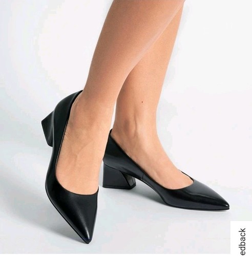 FrancoSarto Racer Pump Sculpted Block Heels Navy Blue Size 7M New $120 - Picture 5 of 19