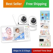 Baby Monitor with 2 Cameras, World First 6" IPS Split Screen, Double Cameras ...