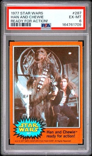 1977 Topps Star Wars #287 Han and Chewie ready for action!