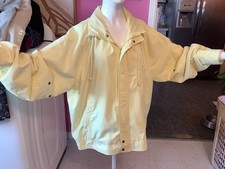 Vtg 90's HONORS Men's YELLOW Zip / Snap Jacket Hideaway Hood sz XL Drawstring