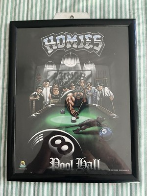 Vintage  Homies Pool Hall  10  X 8  Framed Print - 2002 - Scorpio Posters