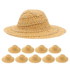 10pcs Miniature Straw Hats: Tiny Craft Hats Mini Dollhouse Accessories Handma...