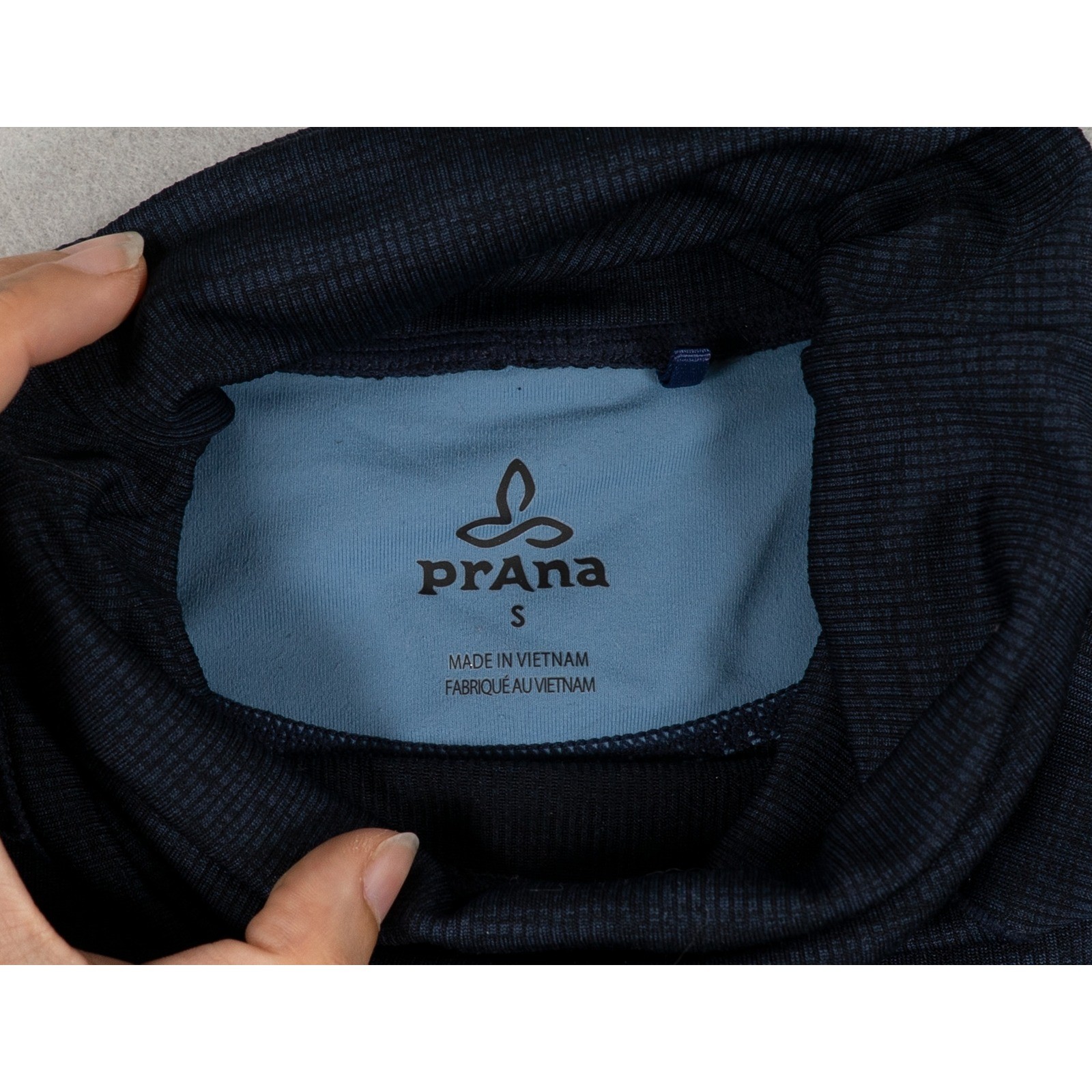 Prana Womens Navy Space Dye Cowl Neck Long Sleeve Thumbhole Active Top Small image 3