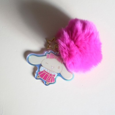 Mocha pink Kimono Cinnamoroll Sanrio acrylic fluffy charm key chain brand new