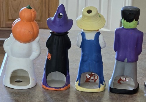 4 LOOMCO HALLOWEEN Ceramic Figures Ghost Pumpkin Frankenstein Scarecrow Decor - Picture 3 of 11