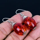 Baltic Amber 925 Silver Plated Handmade Earrings of 1.7"