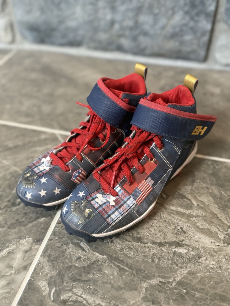 Multicolored Under Armour baseball cleats Bryce Harper 1Y American