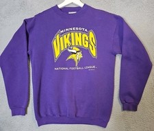 Vintage 90s Minnesota Vikings Crewneck Sweatshirt Mens Size M Purple 1996