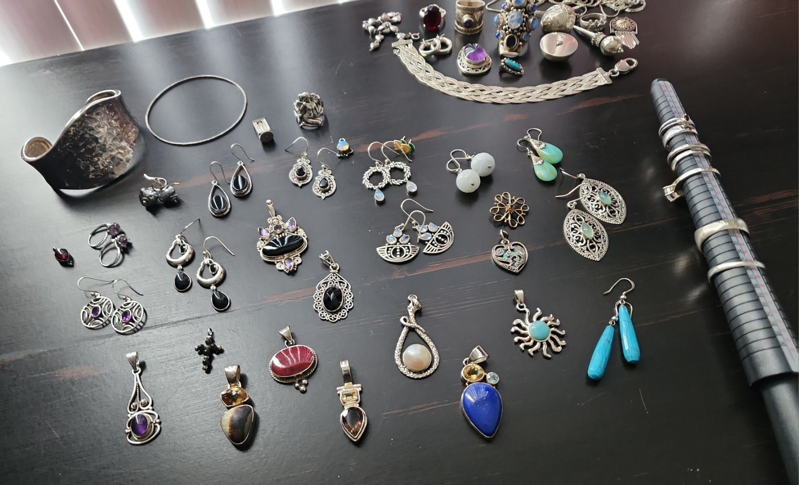 Sterling Silver Jewelry Lot 317.5g Vintage Mexico TAXCO Gemstones Wholesale Bulk