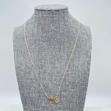 Gold-Tone Rolo Link Chain Origami Elephant Charm Leaf L Initial Pendant Necklace
