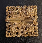 Vintage West Germany Square Filigree Mother of Pearl Brooch Pin 1950s- Signed — photo 3
