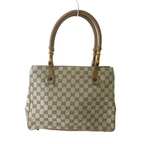 Used Gucci Bamboo Gg Tote Bag Handbag Beige Aa Ladies Vector Old Clothes 260630