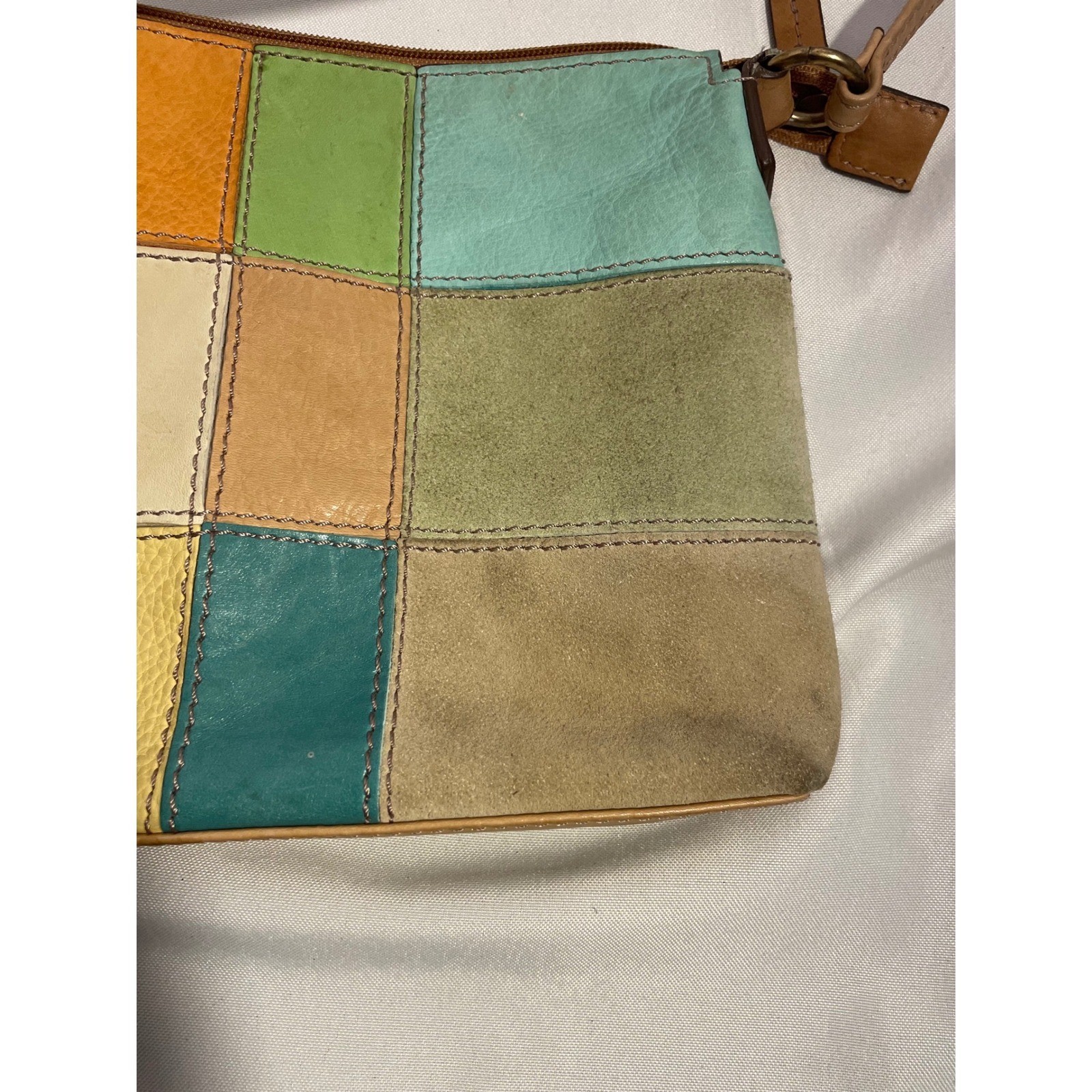 Fossil Multicolor Leather Suede Patchwork Crossbo… - image 4