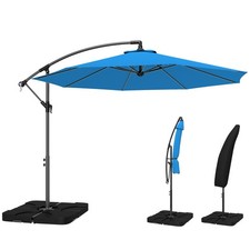 Outsunny 3(m) Banana Parasol Cantilever Umbrella Garden w/ Base Weights